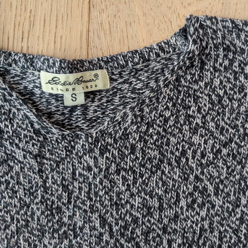 Eddie‎ Bauer Women's Linen Blend Knit Sweater Long Sleeve Crew Neck Gray Small